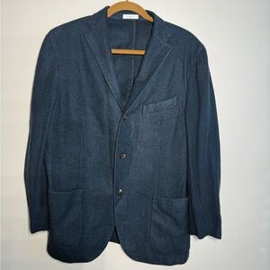 Boglioli Milano Blue Garment-Washed 100% Wool K Jacket Sport Coat US 54 EUC